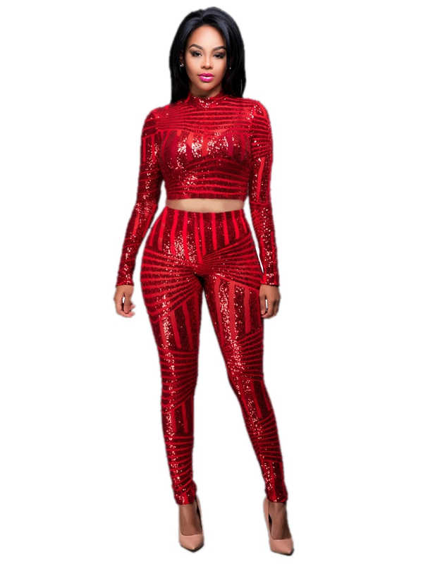 Sexy Red Sequin Bodycon Jumpsuitwonder Beauty Lingerie Dress Fashion Store