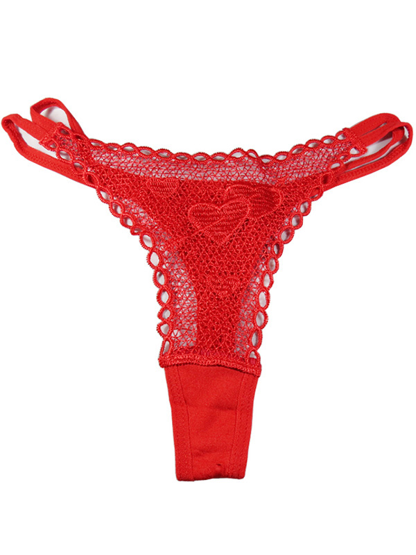 Red One Size Sexy Naughty Crochet Panties