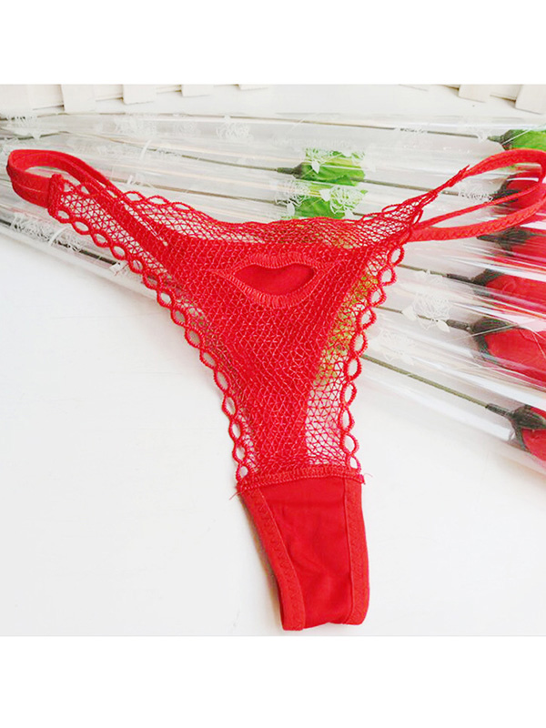 Red One Size Sexy Women Crochet Panties 
