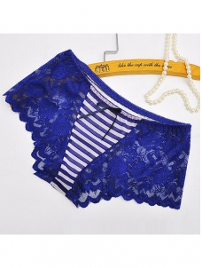 Blue One Size Floral Printing Lace Panties