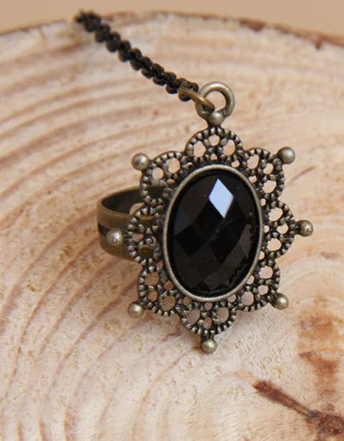 Black Pendant Lace Gothic Bracelet Ring Jewelry