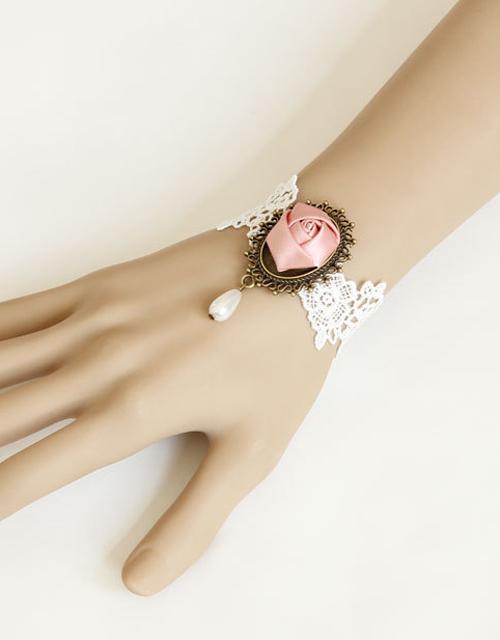 Pink Rose Lace Wrist Bracelet