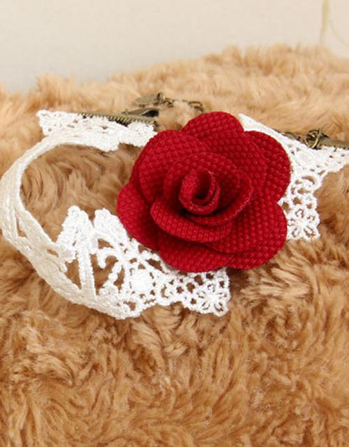 Retro Red Flower Lace Lolita Anklet