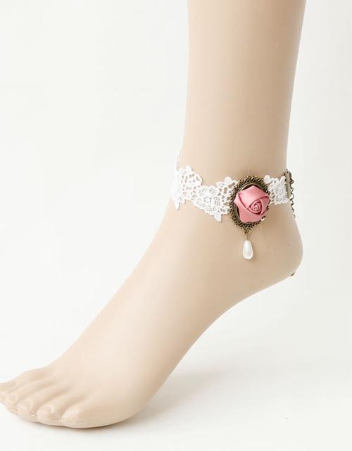 Vintage Pink Rose Lolita Anklet