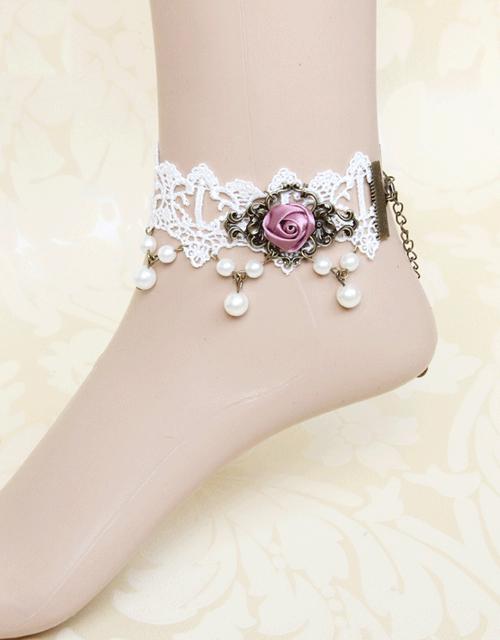 White Faux Pearl Lolita Anklet