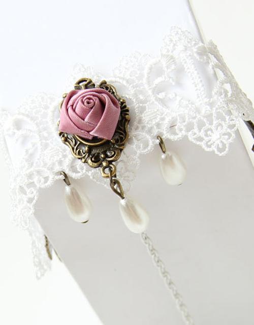 White Lace Flower Lolita Bracelet Ring Jewelry