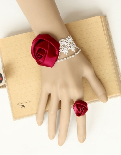 Gorgeous Red Rose White Bracelet