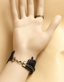 Gothic Black Floral Bracelet Pendant