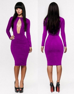 Sexy Purple Midi Dress