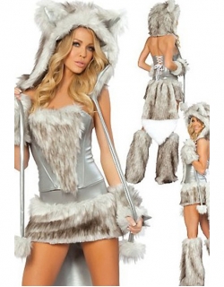Sliver Fur Animal Costume 