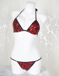  Red and Black Scales Bra and Panty
