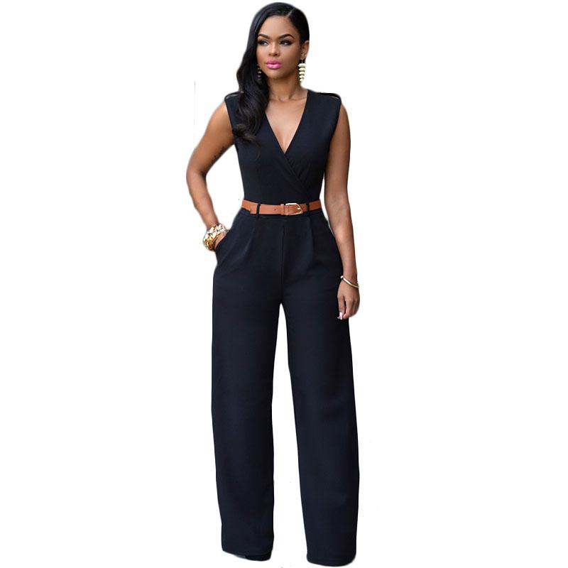 Black Belted Wide Leg Jumpsuit