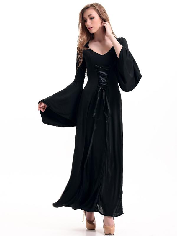 Black Floor Length Gothic Dress Costume