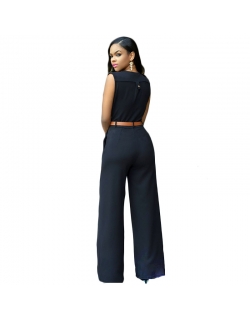 Black Belted Wide Leg Jumpsuit