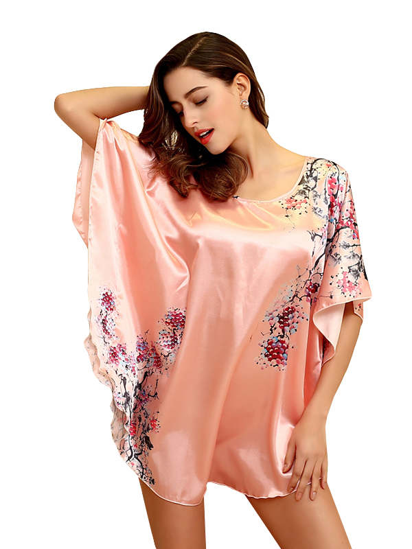 Elegant Flower Shoulder Satin Sleepwear