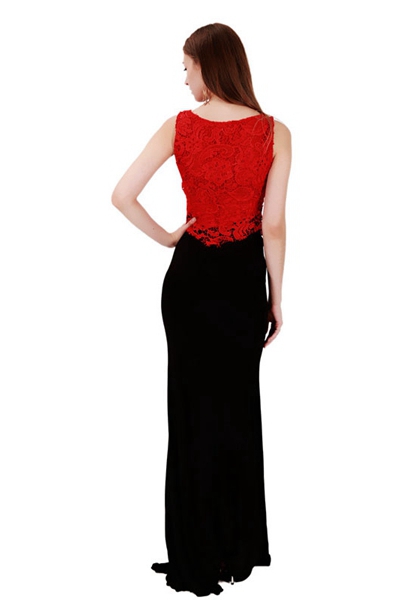Elegant Red Lace Evening Dress