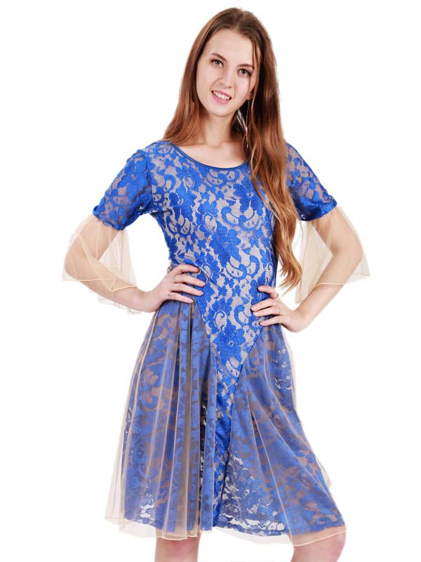 Elegant Royal Blue Lace Party Dress