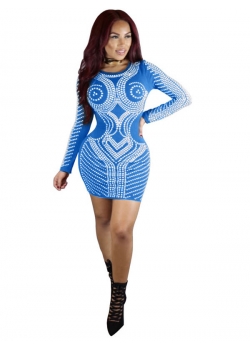 Blue Sexy Bodycon Bandage Dress