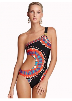 Colorful One Shoulder Women One Piece Swimwear
