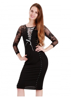 Elegant Black Long Sleeve Party Dress