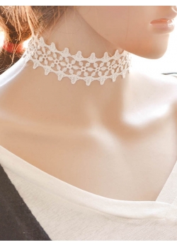 Elegant Lace Choker Necklace White