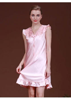 Elegant Ladies Satin Nightgown Pink