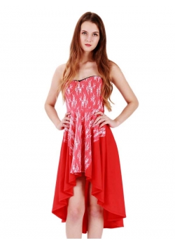 Fashion Strapless Party Dress Red