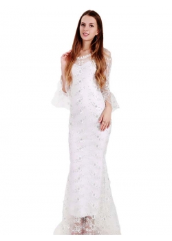 White Elegant Lace Evening Dress