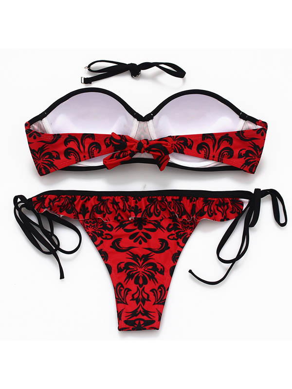 Red Vintage Women Bikini Set