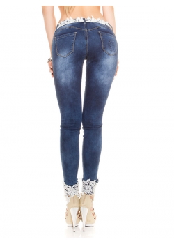 Blue Denim Wash Ripped Cutout Skinny Jeans