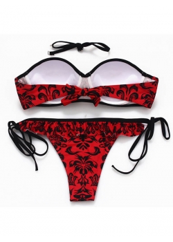 Red Vintage Women Bikini Set