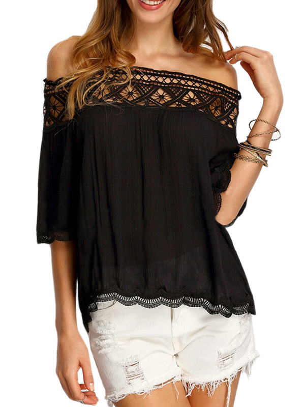 Black Sexy Women Off the Shoulder Blouse