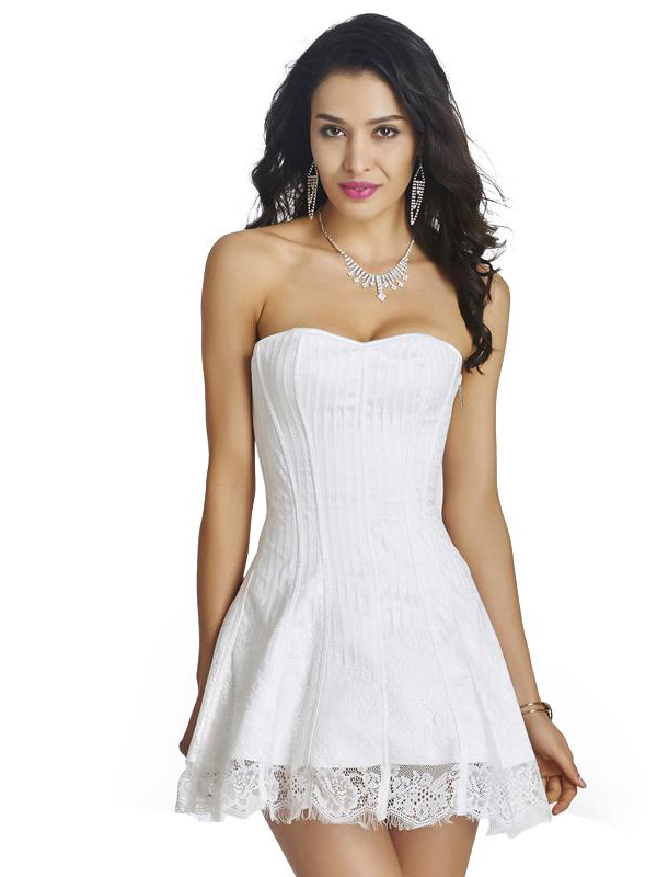 Elegant Woman White Mini Corset Dress