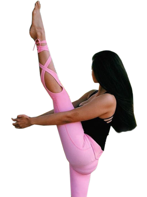 Pink Women Yoga Legging With Bandage