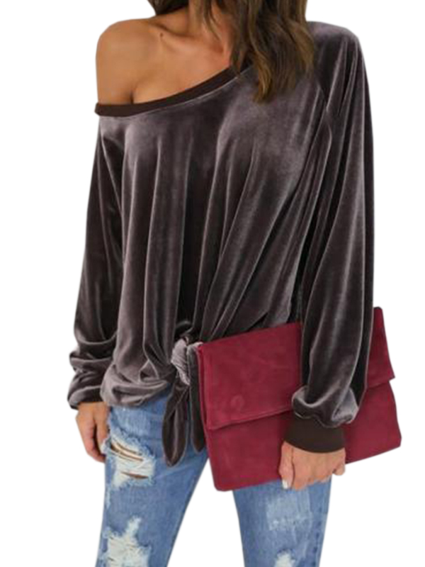 Women Sexy Long Sleeve One Shoulder Blouse