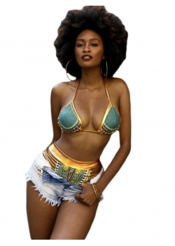 African Print Bikini High Waist Swimsuit
