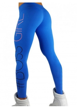 Blue Sexy Women Letters Printed Legging