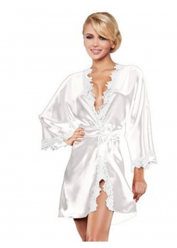 Elegant Summer Style Kimono Robe White