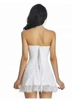 Elegant Woman White Mini Corset Dress