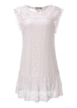 White Sexy Sleeveless Lace Mini Dress