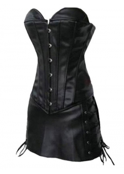 Wholesale Black Strapless Faux Leather Corset Dress