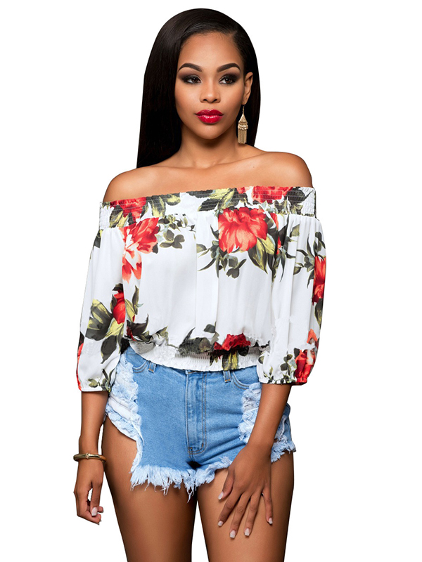 Fashion Off the Shoulder White Blouse