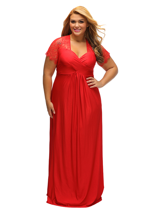 Plus Size Red Sexy Long Dress