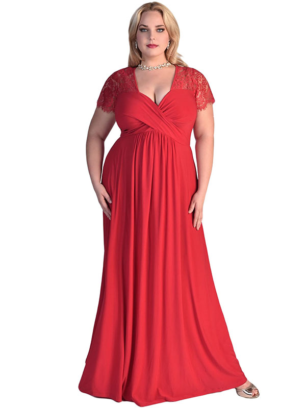 Plus Size Red Sexy Long Dress