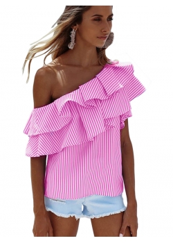  Sexy Off Shoulder Women Pink Blouse