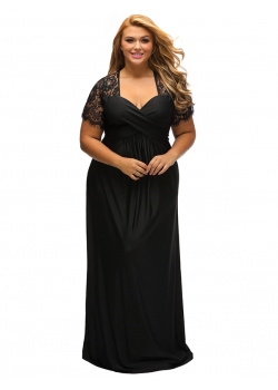 Black Sexy Lace Plus Size Dress