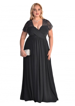 Black Sexy Lace Plus Size Dress
