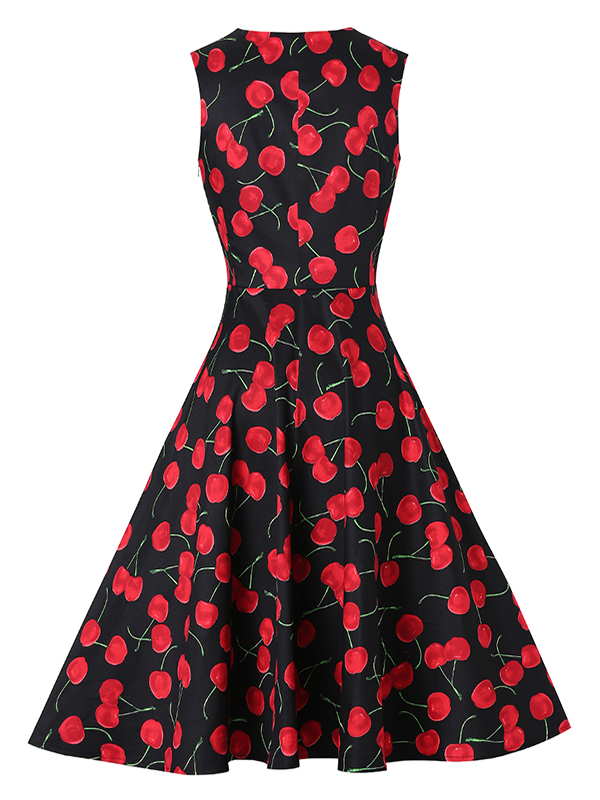 Red Cherry Pattern Vintage Dress_Wonder Beauty lingerie dress Fashion Store