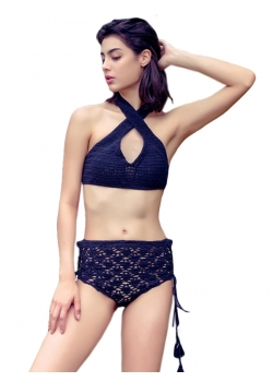 Black Sexy High Waist Crochet Bikini