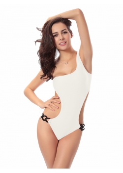 White Sexy One Shoulder One Piece Swimwear